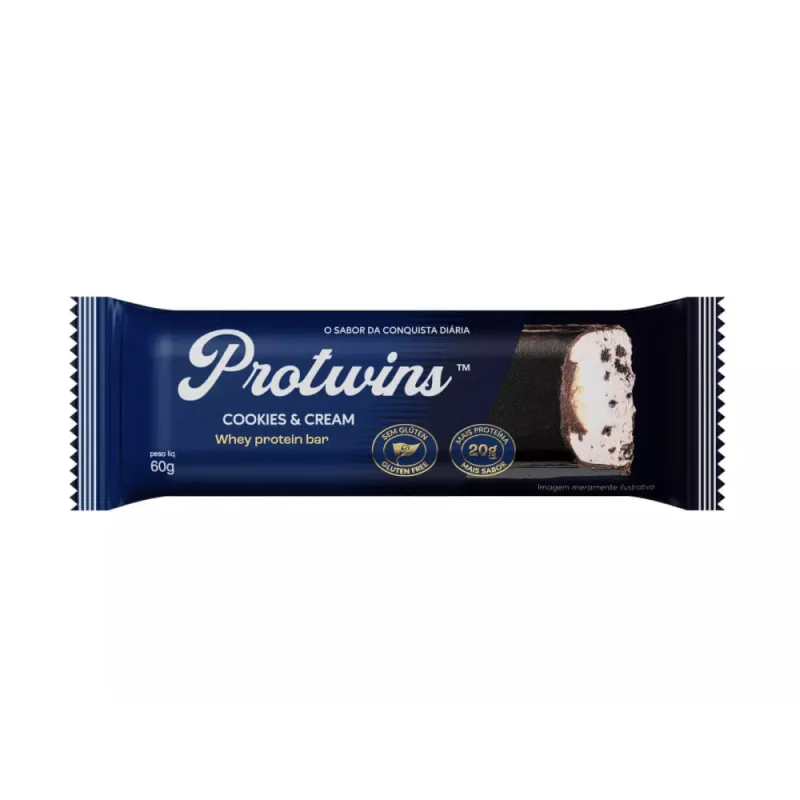 Whey Protein Bar Cookies & Cream Protwins 60g - Protwins