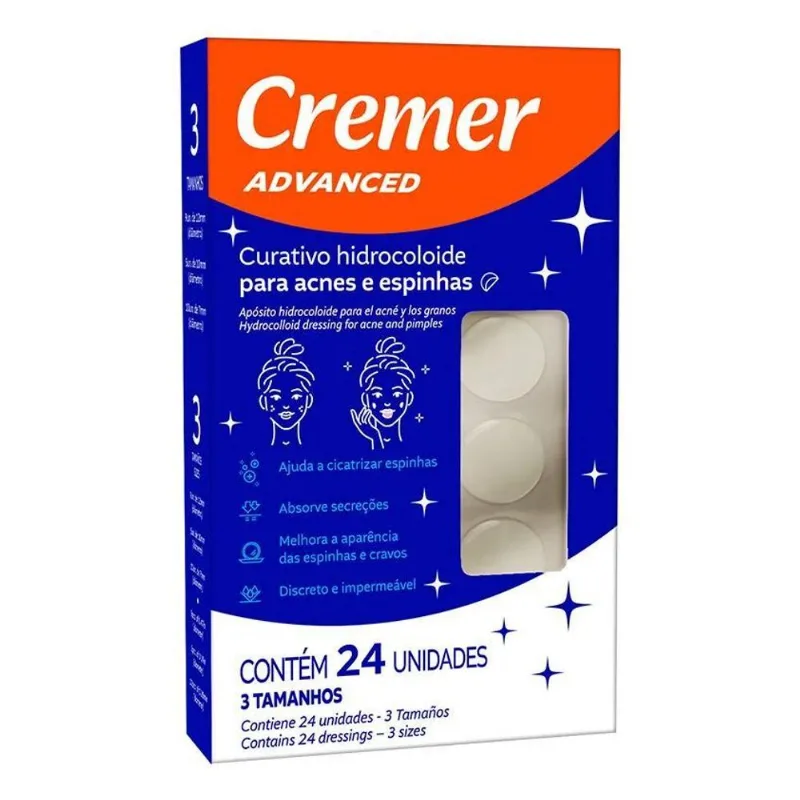 3x Curativo Hidrocoloide Para Acnes Espinhas Cremer