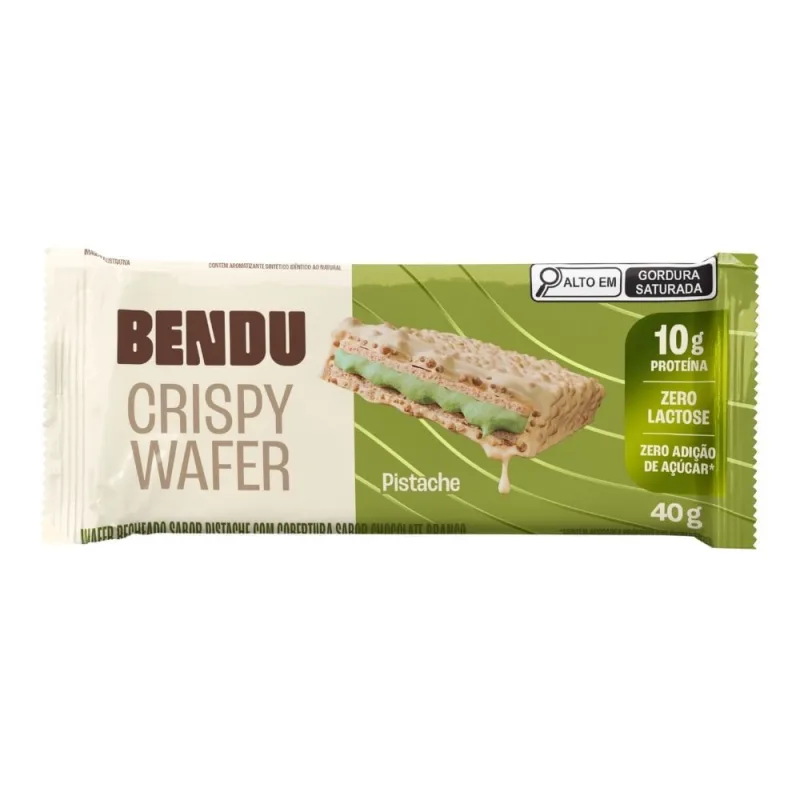 Barra Protein Bendu Crispy Wafer 10g De Proteína Pistache Zero 40g Bendu - Não Informado