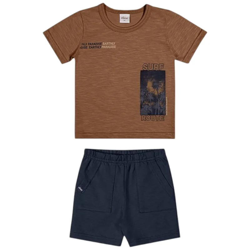 Conjunto Infantil Elian 8 Surf Route Marrom (MP)