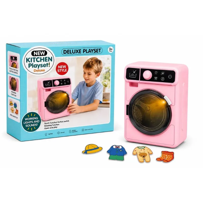 Máquina de Lavar Infantil com Luz e Som Rosa - Mega Toys