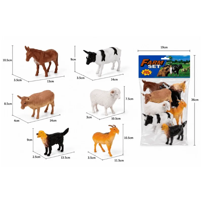 Animais da Fazenda com 6 Unidades - Mega Toys