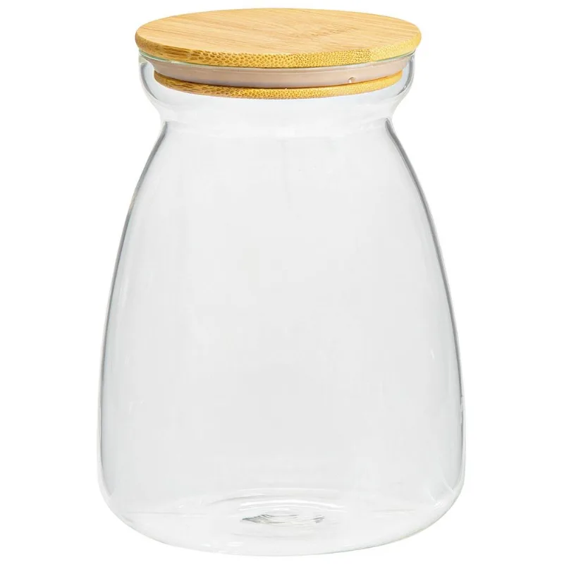 Pote de Vidro Oval Multiuso com Tampa de Bambu Marchand 1,1 Litro