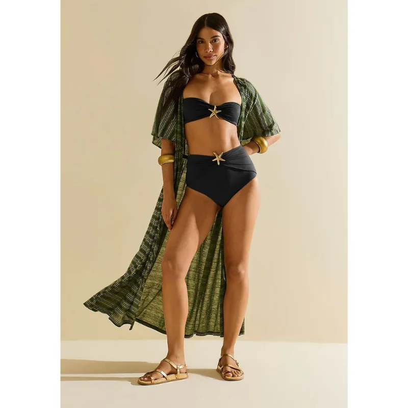 Biquíni Morena Rosa Tomara Que Caia Bojo Removível Calcinha Hot Pants Preto GG - Morena Rosa