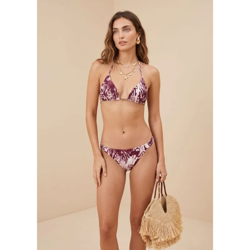 Biquíni Morena Rosa Cortininha Bojo Removível Calcinha Inteira Fina Marrom M - Morena Rosa