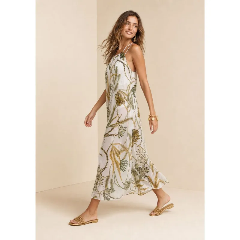 Vestido Morena Rosa Solto Cava Francesa Com Alça Midi Off White G - Morena Rosa