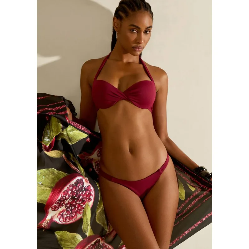 Biquíni Morena Rosa Meia Taça Com Bojo Calcinha Inteira Fina Marrom M