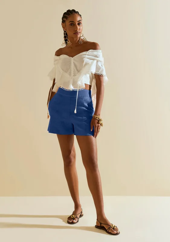 Shorts Morena Rosa Reto Alta Azul Escuro - Morena Rosa