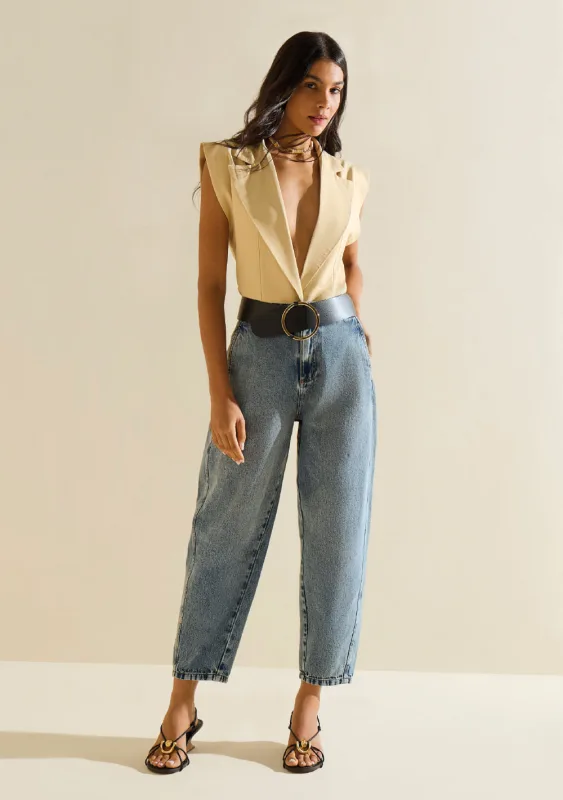 Calça Morena Rosa Cenoura Alta Azul - Morena Rosa - Outlet
