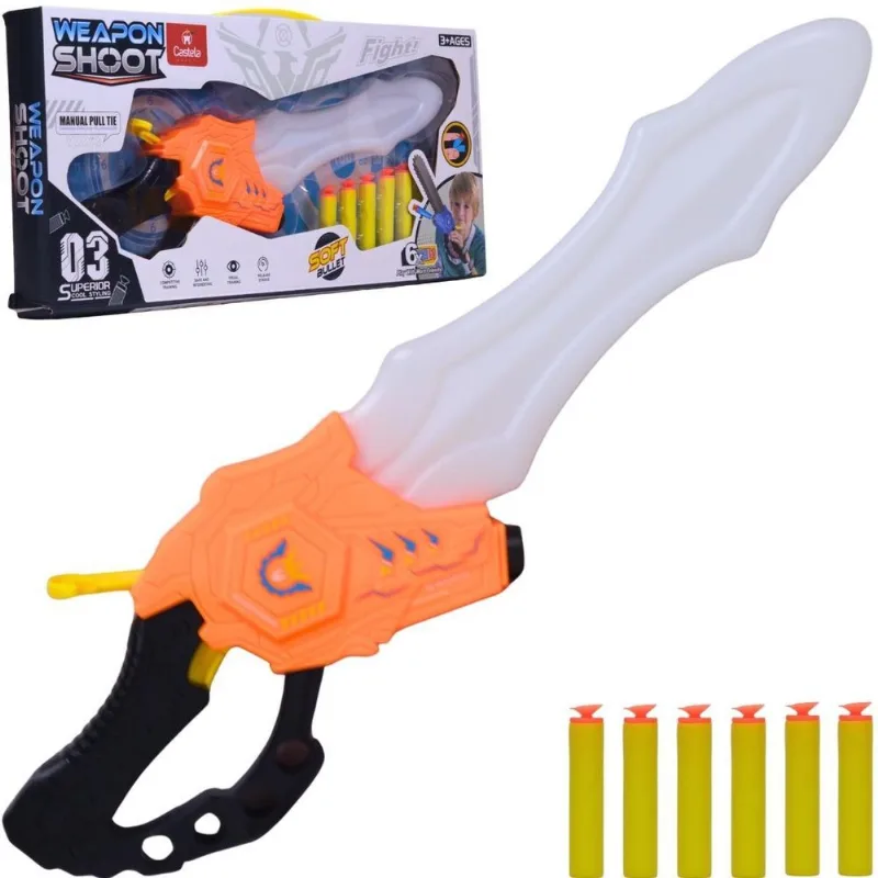 Espada Lançador De Dardos Laranja Som Luz - Castela
