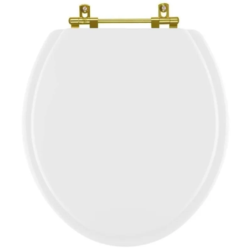 Tampa De Vaso Poliéster Convencional Branco Para Bacia Ideal Standard Com Ferragem Dourada - OUTRAS