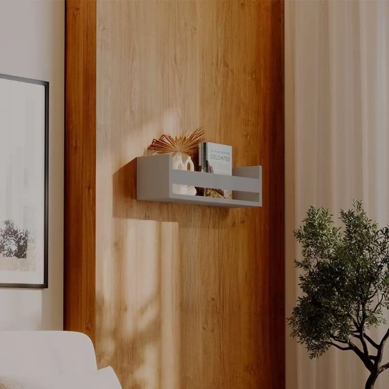 Prateleira Porta Objeto 70X12CM MDF Suporte Invisível Organizador Sala Cinza Claro Mercado - OUTRAS - Agro