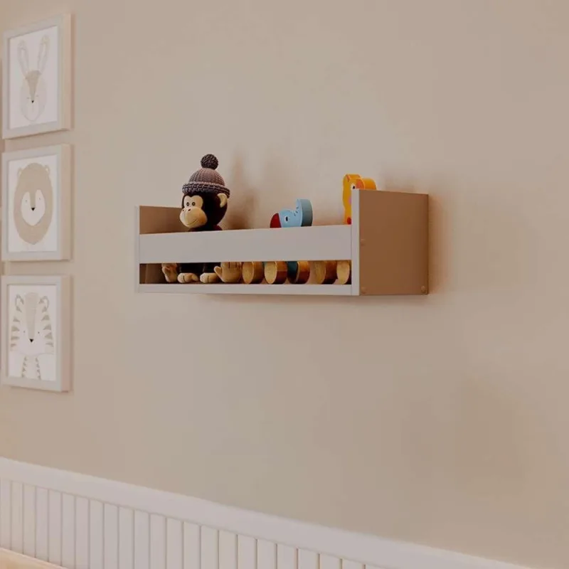 Prateleira Porta Brinquedo Retangular MDF Suporte Invisível Organizadora Sala Cinza Claro Mercado - OUTRAS - Agro