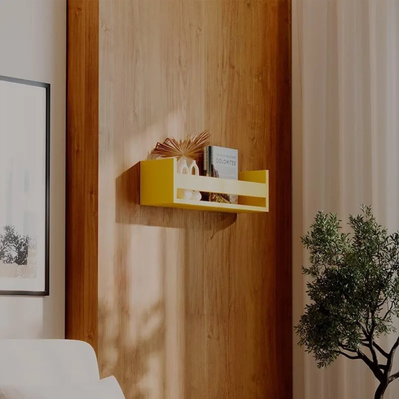 Prateleira Porta Livro 70 X 12CM MDF Suporte Invisível Sala Amarela Mercado das Prateleiras 3 Peças - OUTRAS - Agro