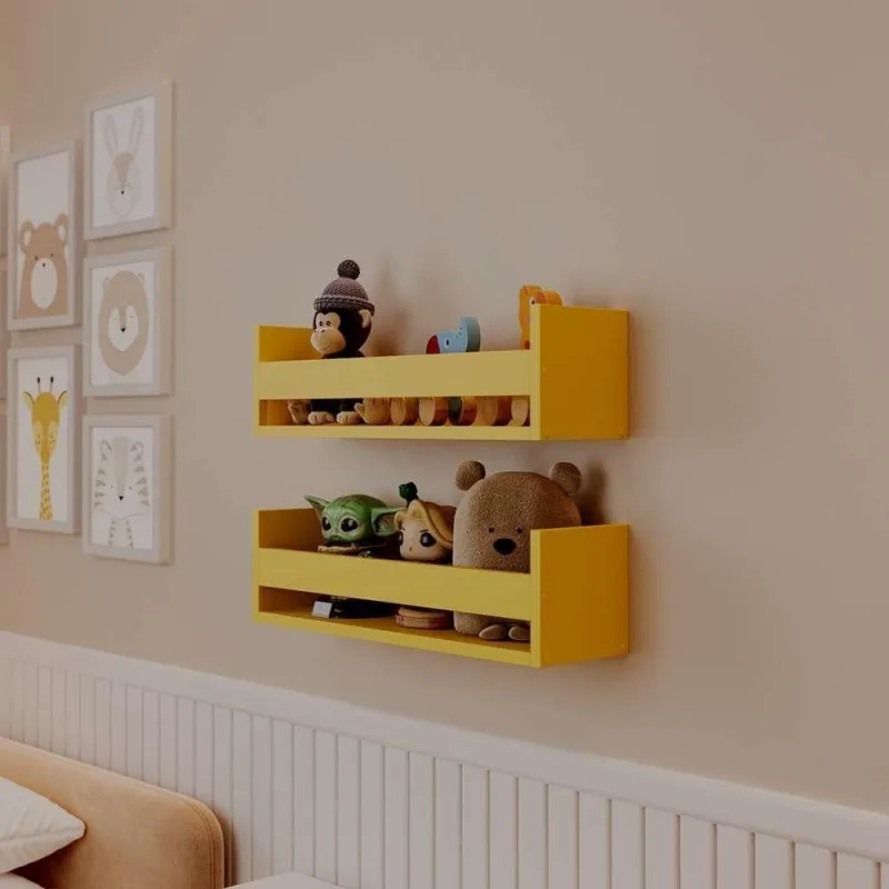 Prateleira Kit 2 Porta Brinquedos MDF Suporte Invisível Organizador Amarelo Mercado - OUTRAS - Agro