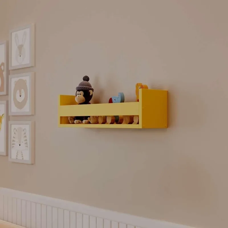 Prateleira Porta Brinquedo 70X12CM MDF Suporte Invisível Organizador Sala Amarelo Mercado - OUTRAS - Agro