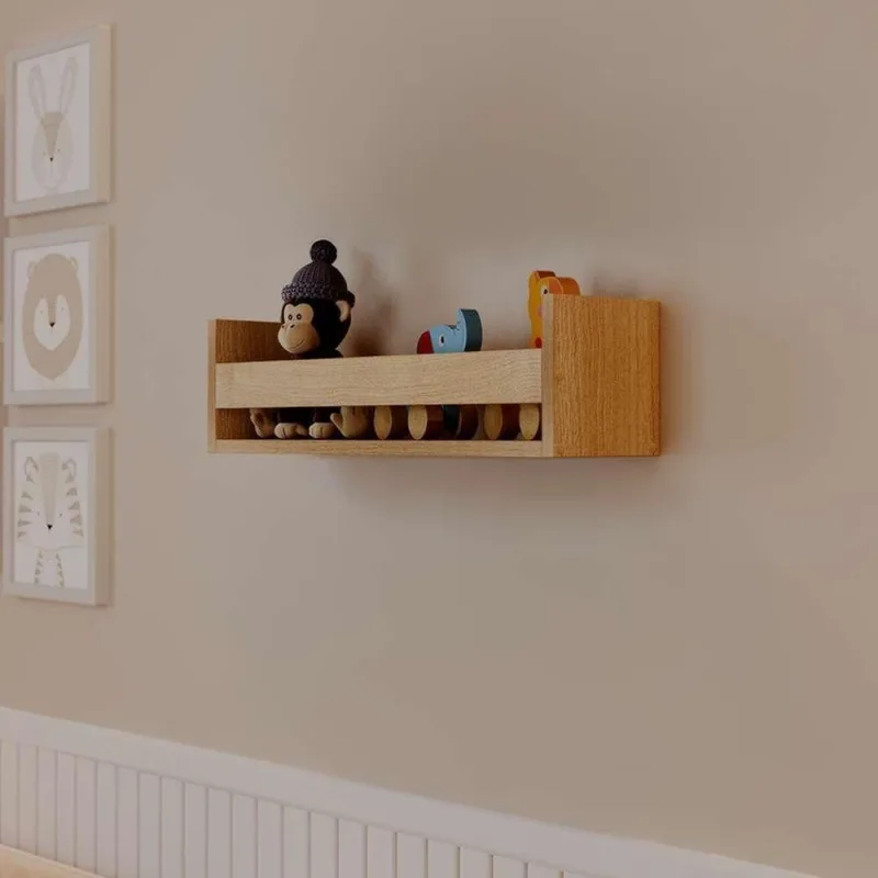 Prateleira Porta Brinquedo Carvalho 60X12CM MDF Suporte Invisível Organizadora Bege Mercado - OUTRAS