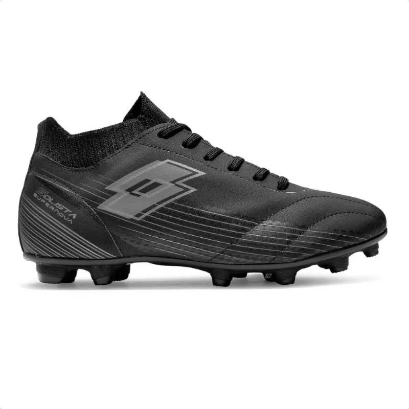 Chuteira Campo Lotto Solista Supernova Masculina 44. / Preto / Chumbo