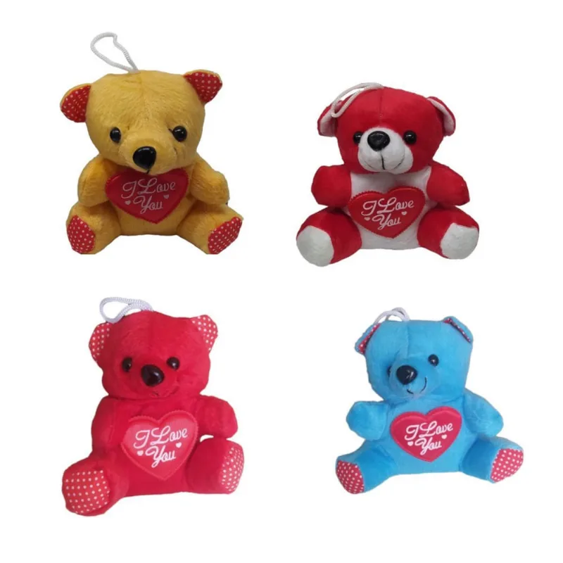 Urso de Pelúcia com Coração e Gancho 14 cm Sortido