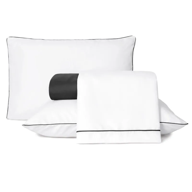 Jogo de Lençol Casal Padrão Linea Micropercal 200 Fios 4 Peças - Preto - Casa Modelo Enxovais - Cama, Mesa E Banho