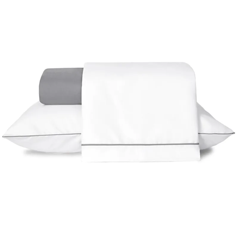 Jogo de Lençol Solteiro Linea Micropercal 200 Fios 3 Peças - Cinza - 100% Poliéser - Casa Modelo Enxovais - Cama, Mesa E Banho