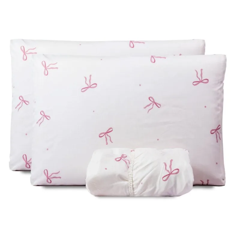 Jogo de Lençol Queen Lacinhos Micropercal 180 Fios 3 Peças - 100% Poliéster - Casa Modelo Enxovais - Cama, Mesa E Banho