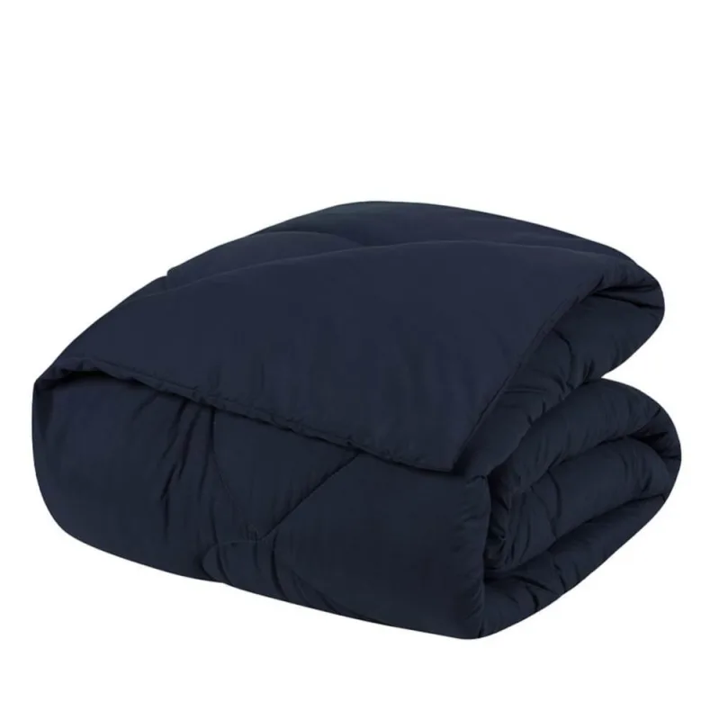 Edredom Solteiro Unique Dupla Face Micropercal 200 Fios 1 Peça - Azul Marinho - Casa Modelo Enxovais - Cama, Mesa E Banho
