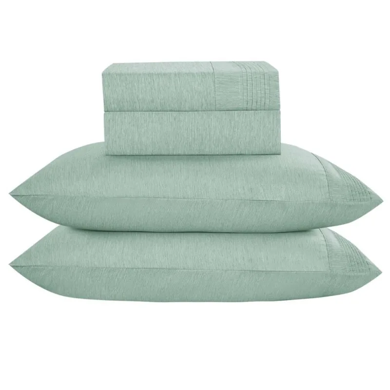 Jogo de Lençol Casal Padrão Mesclado Micropercal 300 Fios Toque de Algodão 4 Peças - Menta - Casa Modelo Enxovais - Cama, Mesa E Banho