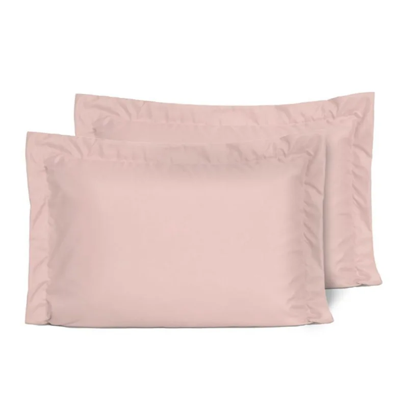 Kit 2 Fronhas Slim com 3 Abas 50cm x 70cm Micropercal 200 Fios - Rose - 100% Poliéster - Casa Modelo Enxovais - Cama, Mesa E Banho