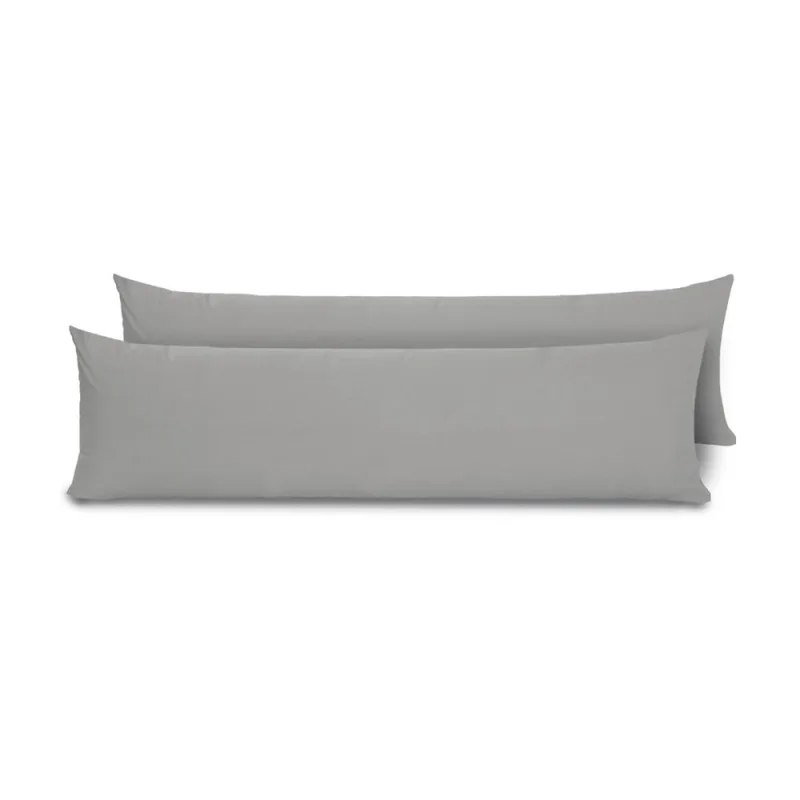 Kit 2 Fronhas para Travesseiro de Corpo Slim 1,50cm x 50cm - Cinza - Microfibra 100% Poliéster - Casa Modelo Enxovais - Cama, Mesa E Banho