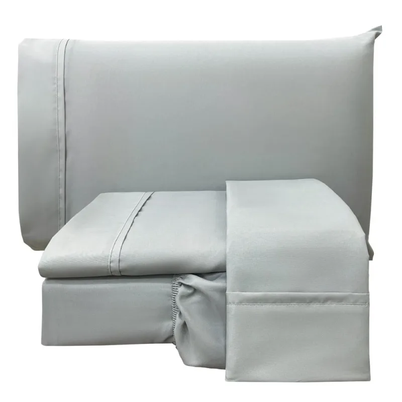 Jogo de Lençol Casal Padrão Confort Micropercal 300 Fios Toque de Algodão 4 Peças - Cinza - 100% Poliéster - Casa Modelo Enxovais - Cama, Mesa E Banho
