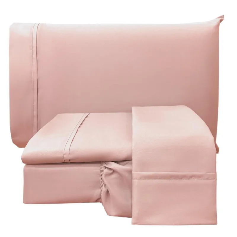 Jogo de Lençol Queen Confort Micropercal 300 Fios Toque de Algodão 4 Peças - Rose - 100% Poliéster - Casa Modelo Enxovais - Cama, Mesa E Banho