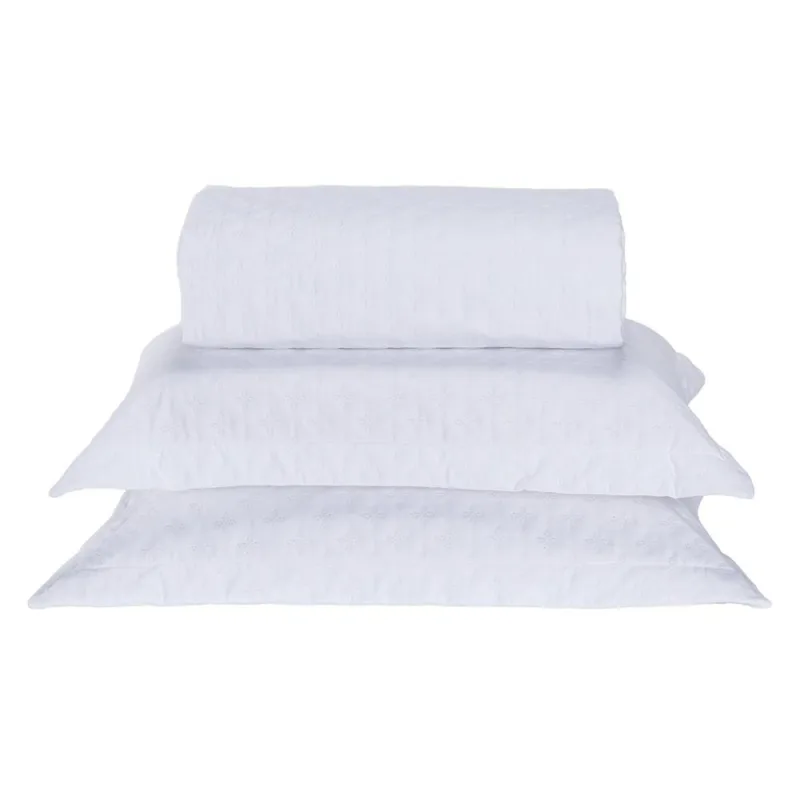 Cobre Leito Casal Padrão Milão Dupla Face Micropercal 200 Fios 3 Peças - Branco - Casa Modelo Enxovais