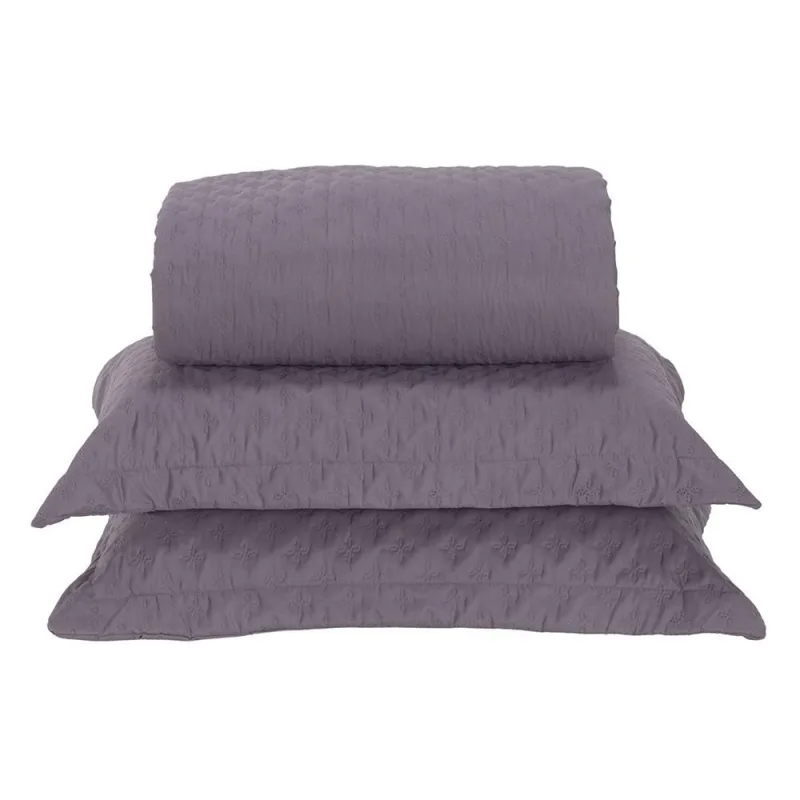 Cobre Leito Casal Padrão Milão Dupla Face Micropercal 200 Fios 3 Peças - Lavanda - Casa Modelo Enxovais