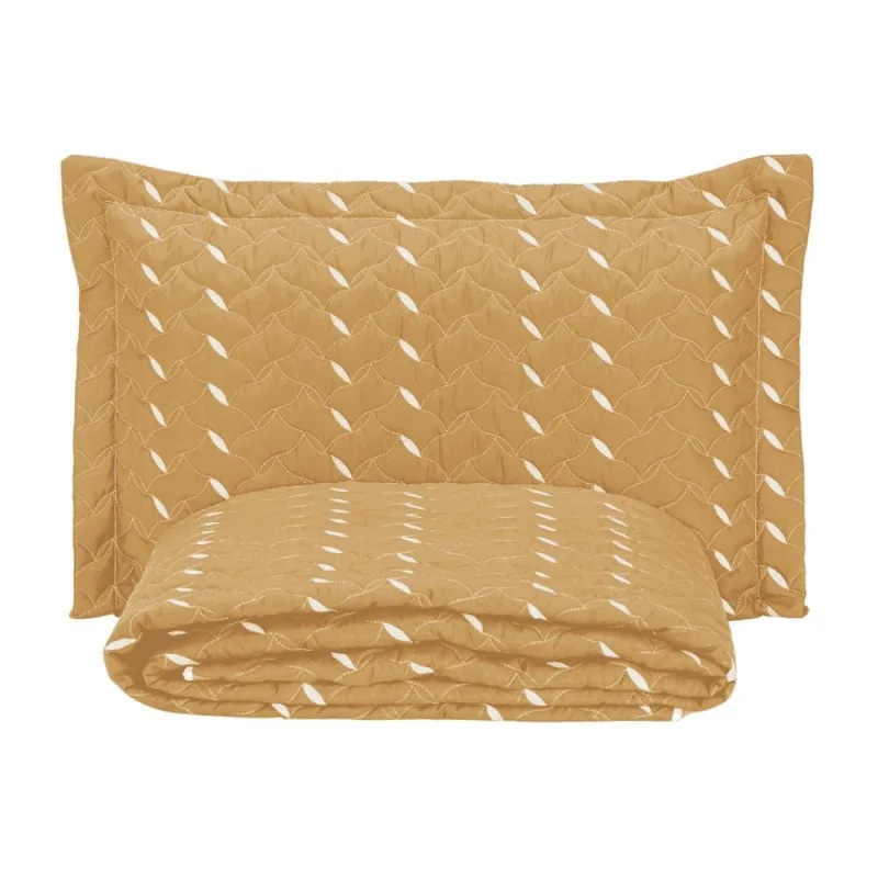 Cobre Leito Solteiro Heitor  Bordado Hipercal 400 Fios 2 Peças - Amarelo - 100% Poliéster - Casa Modelo Enxovais