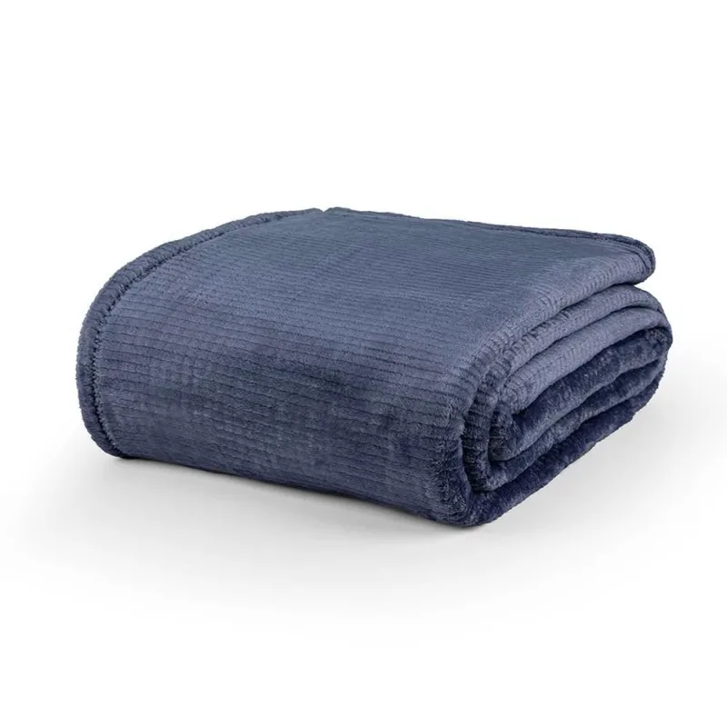 Cobertor Queen Dublin Manta Flannel Ultrasoft - Azul Noturno - 100% Poliéster - Casa Modelo Enxovais - Cama, Mesa E Banho