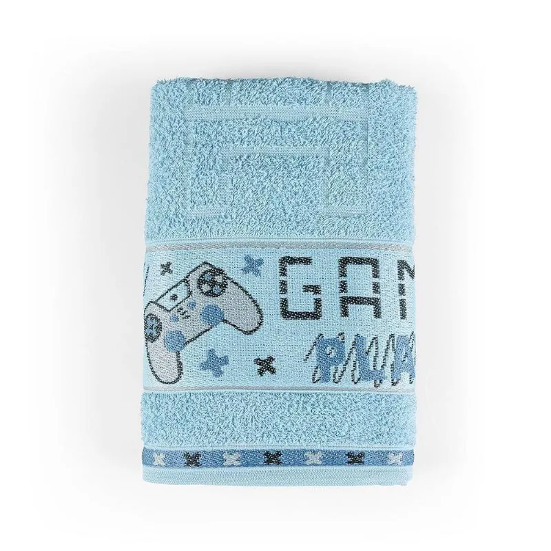 Toalha De Banho Kids Minimi 100% Algodão 1 Peça - Game Azul - Casa Modelo Enxovais