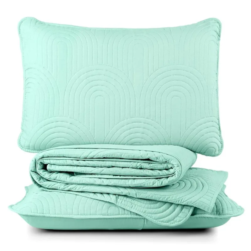Cobre Leito Queen Dupla Face Riviera Micropercal 200 Fios Verde - 3 Peças - Casa Modelo Enxovais