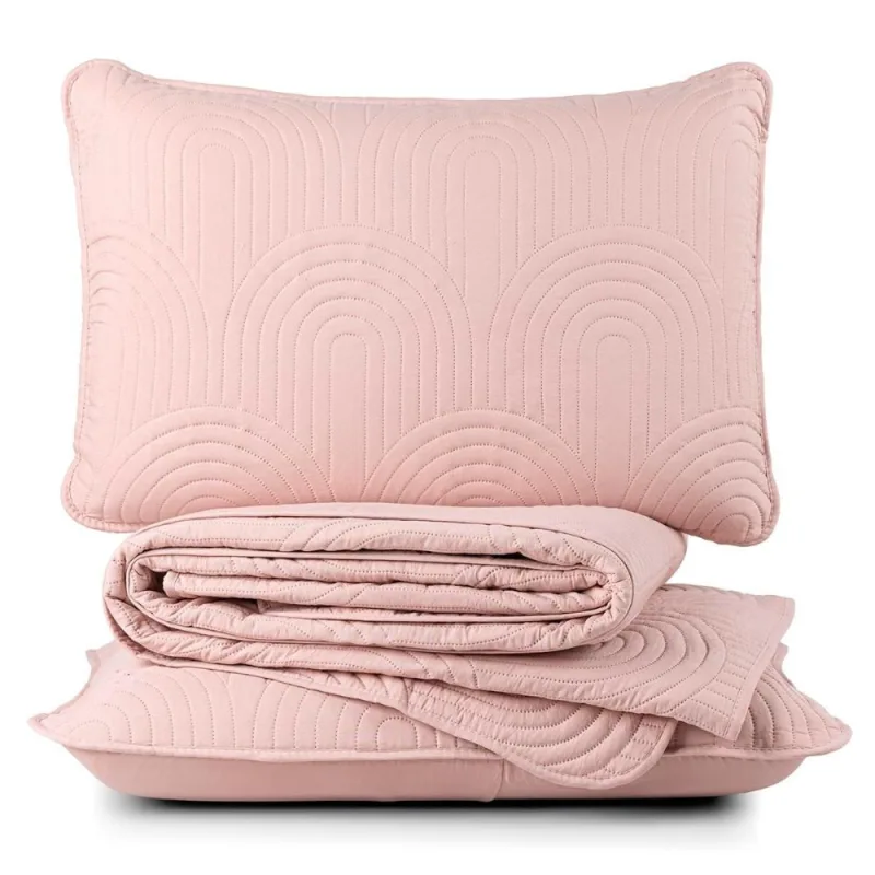Cobre Leito Queen Dupla Face Riviera Micropercal 200 Fios Rosa - 3 Peças - Casa Modelo Enxovais
