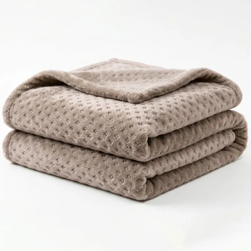 Manta Queen Flan Soft Texturizada Bege 260g/m² - 1 PEÇA - Casa Modelo Enxovais - Cama, Mesa E Banho