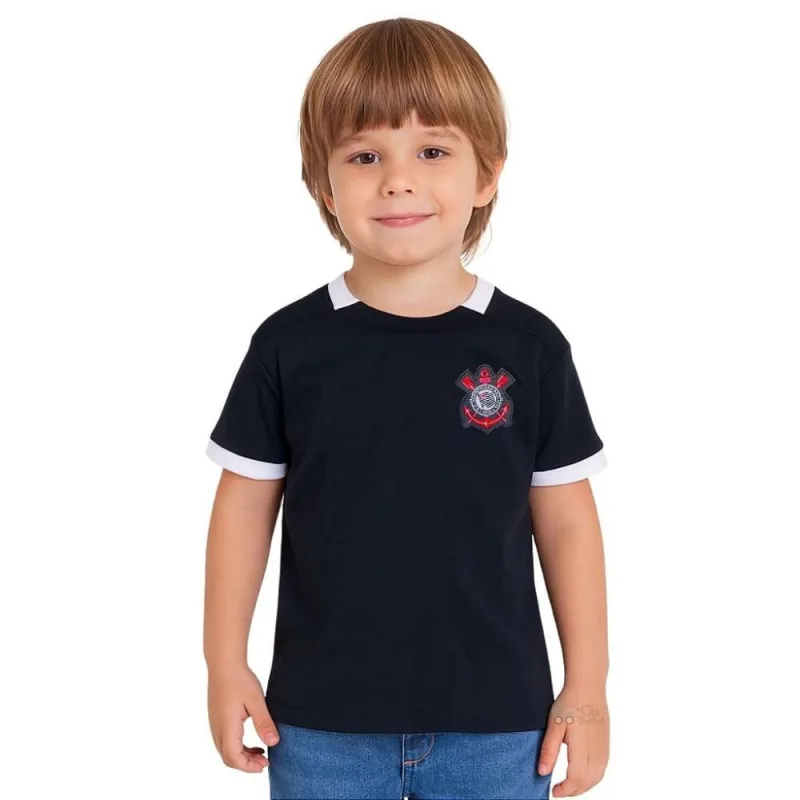 Camiseta Corinthians Infantil Preta Color Black Oficial - Revedor