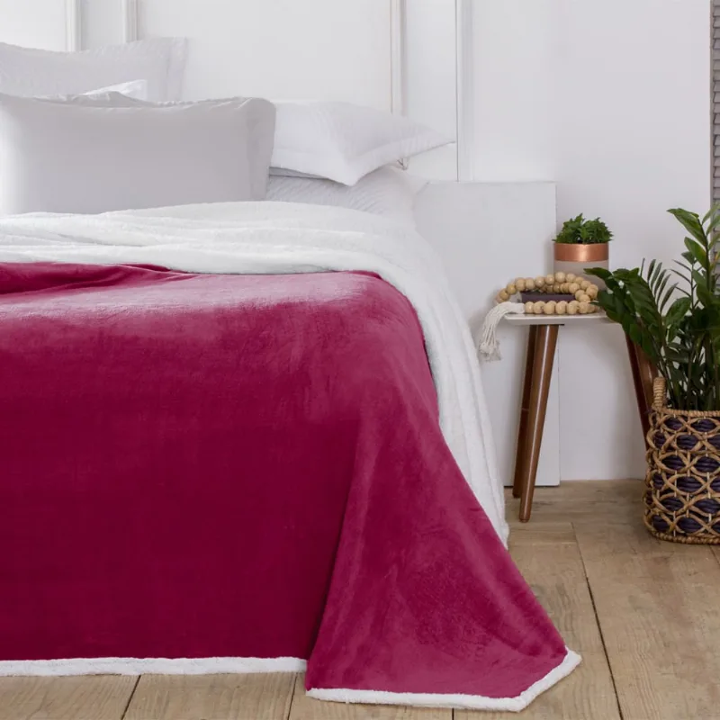 Cobertor Casal com Sherpa Corttex Austria Vermelho