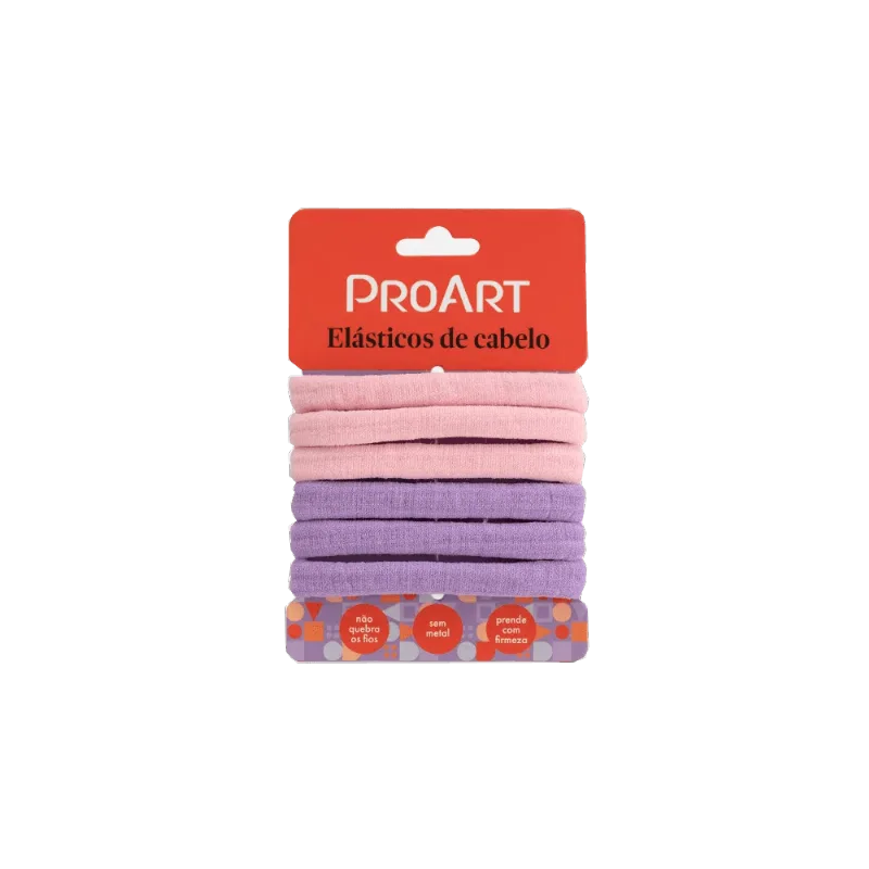 Elásticos de Cabelo ProArt 6 unidades Rosa e Lilás