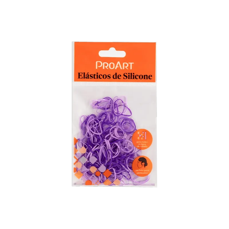 Elástico de Silicone ProArt para Cabelo Tamanho P Roxo (200 Unidades)