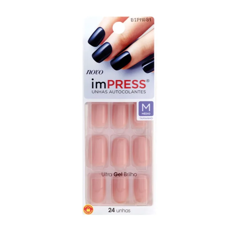 Unhas Autocolantes Impress Kiss New York Color Sea Breeze Médio 24 Unidades - KISS - Beleza