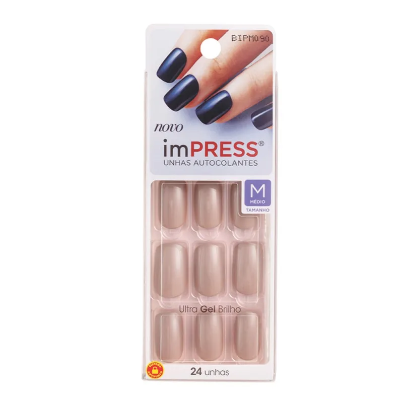 Unhas Autocolantes Impress Kiss New York Color Sea Sand Médio 24 Unidades - KISS