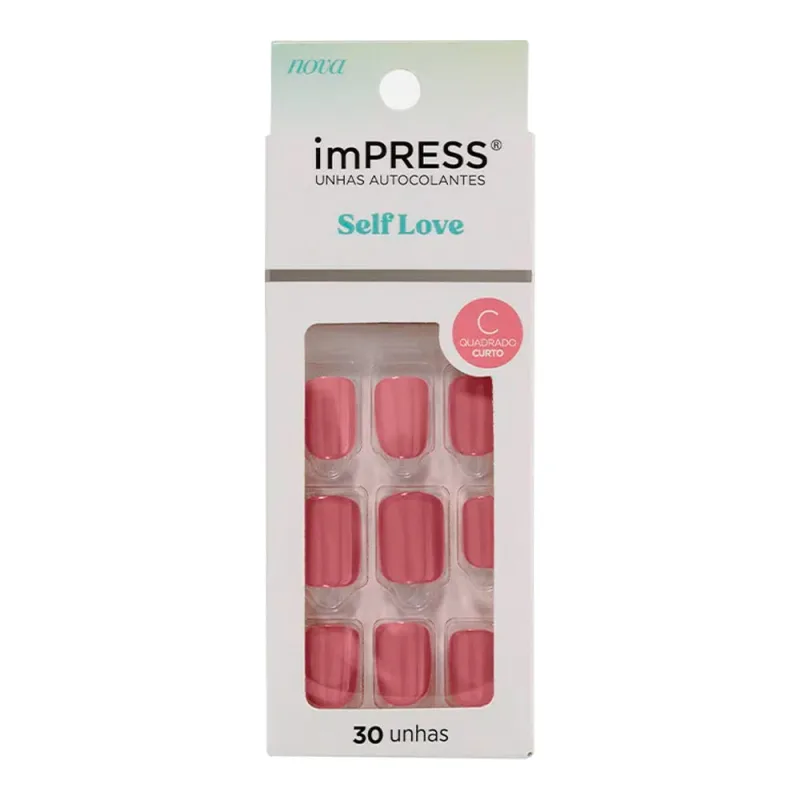 Unhas Autocolantes Kiss NY Impress Self Love Curta In Luv 30 Unidades - Kiss