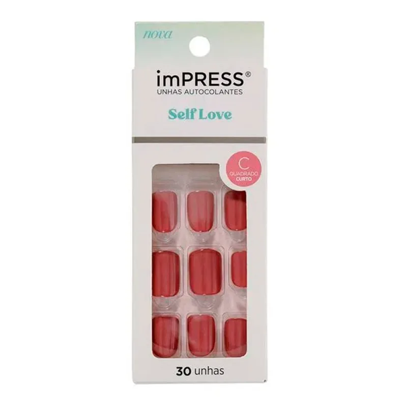 Unhas Autocolantes Kiss NY Impress Self Love Curta Crush 30 Unidades - Kiss