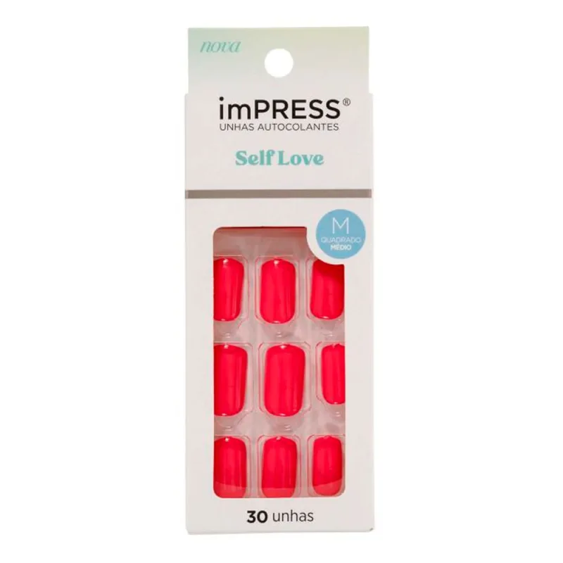Unhas Autocolantes Kiss NY Impress Self Love Média 220V 30 Unidades - Kiss