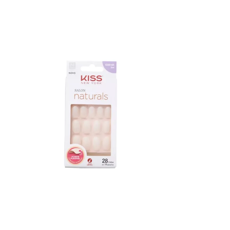 Unha Kiss Naturals Oval Medio 28 Unidades